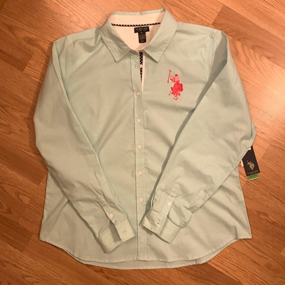 Women’s US Polo Button Down Light Blue Shirt - Picture 3 of 12